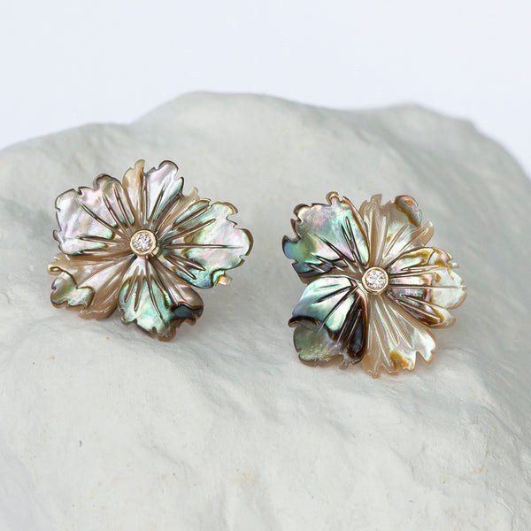 Abalone shell flower earrings