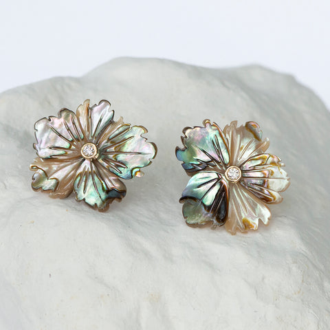 Abalone shell flower earrings