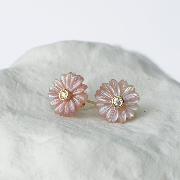 Pink Daisy Flower earrings small