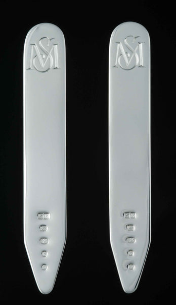 Sterling Silver Collar Bones | Shirt Stays Bespoke engraved accessories for groom