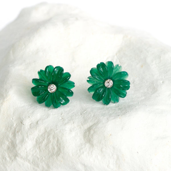 Green Daisy earrings small