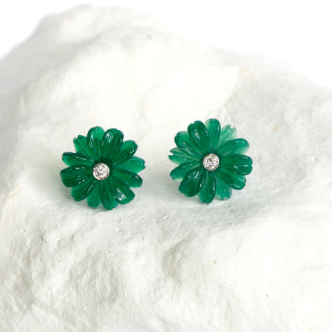 Green Daisy earrings small