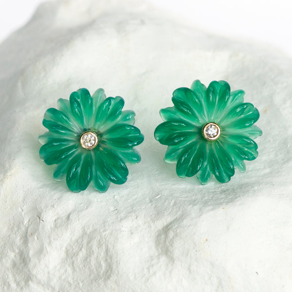 Green Agate Daisy earrings