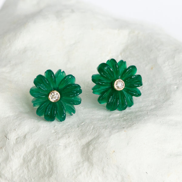 Green Daisy earrings small