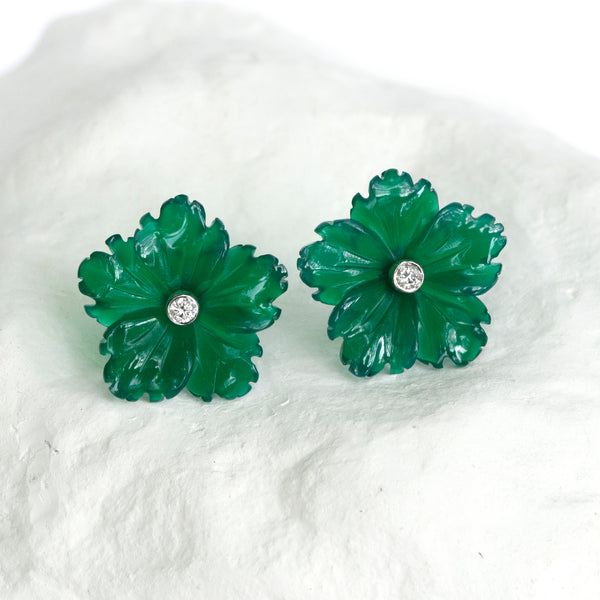 Green Agate flower earrings