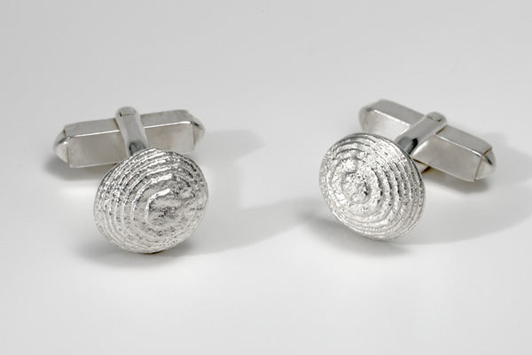 Cufflinks for men Round Disc flat Sterling Silver textured surface Karin Kraemer 