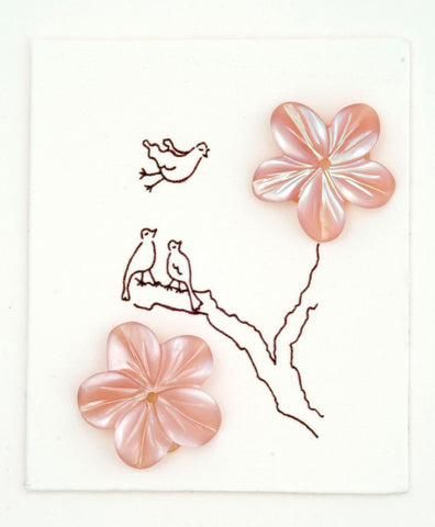 Pair of pink MOP flowers, frangipani design, medium