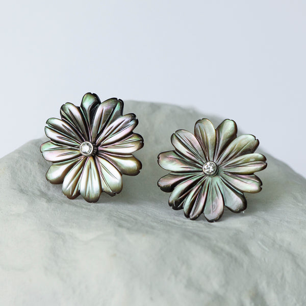 Peacock Daisy Flower earrings large