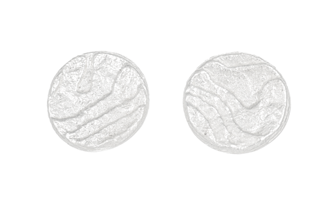 Round Sepia earstuds 15mm, Sterling Silver