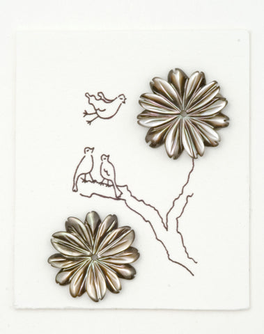 Grey Gray Mother of pearl Flower earrings