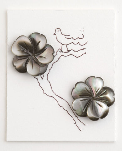 Grey Gray Mother of pearl Flower earrings